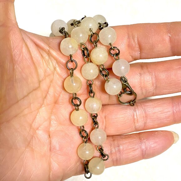 Natural Yellow Aventurine Stackable Necklace, Genuine Gemstone + Bronze Chain - Picture 9 of 9